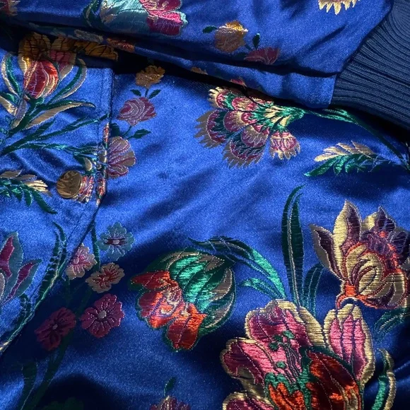 AKIRA Blue Floral Bomber Jacket - Picture 3 of 3